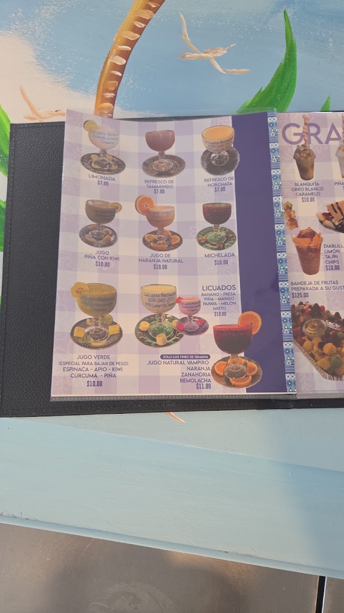 La Lupita Restaurant & Deli menu board