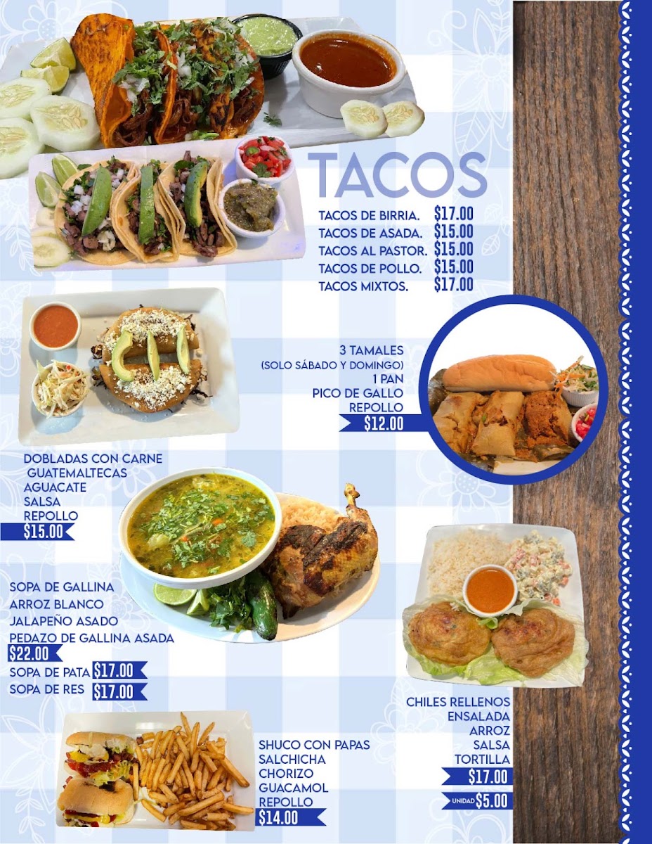 La Lupita Restaurant & Deli menu board