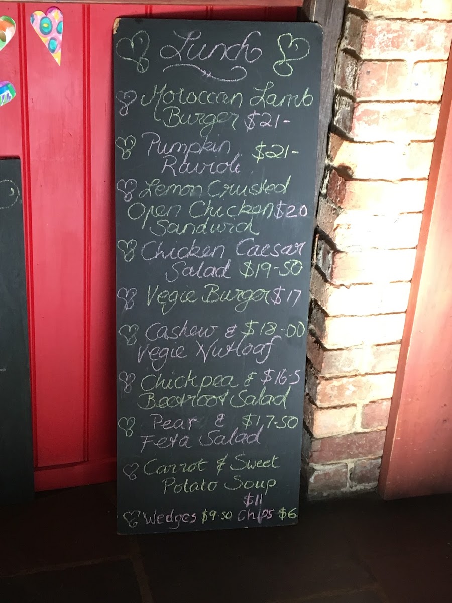 Heart 'n Soul Cafe menu board