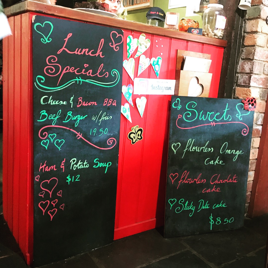 Heart 'n Soul Cafe menu board
