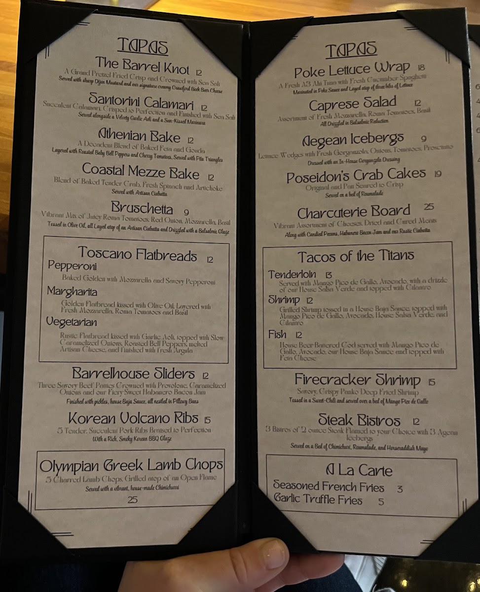 Fox & Barrel menu board