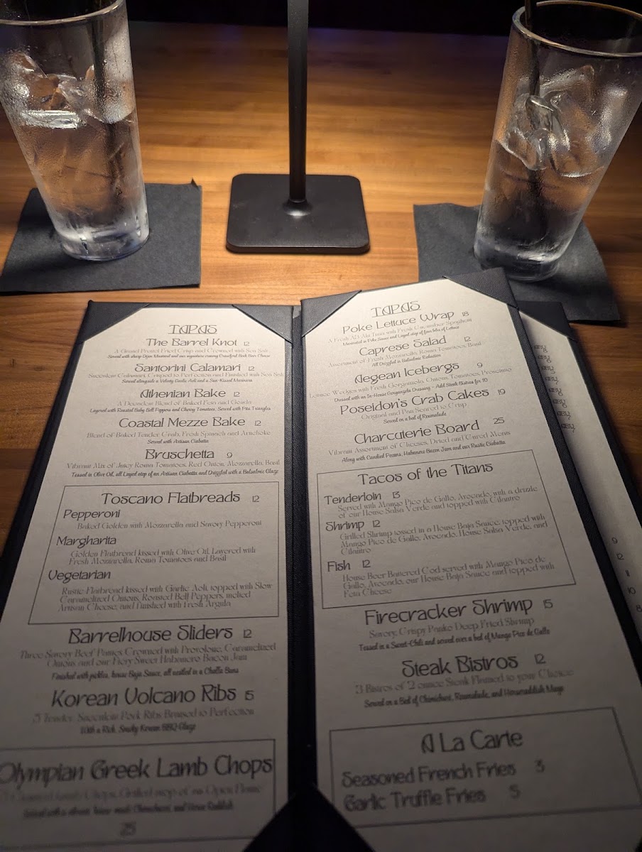Fox & Barrel menu board
