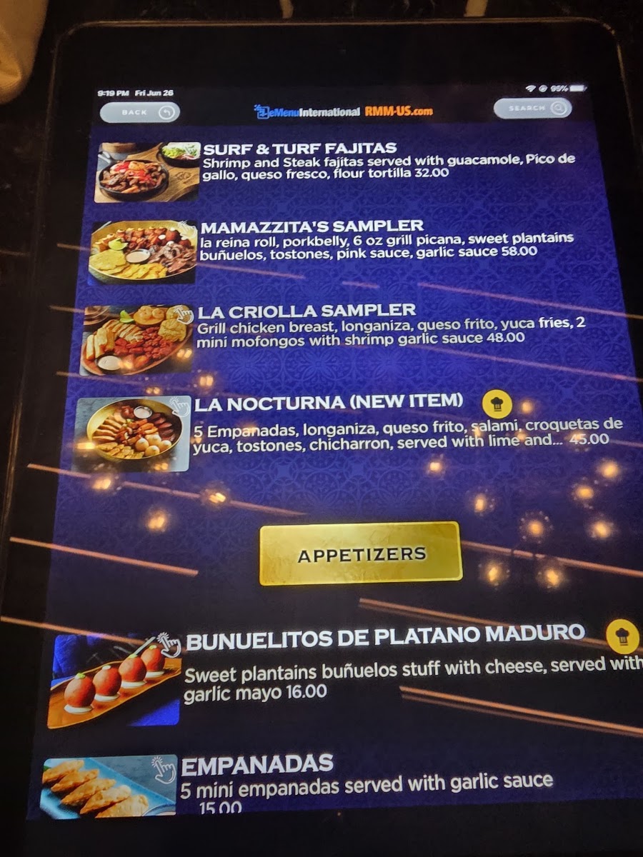 Mamazzita Gastrobar menu board