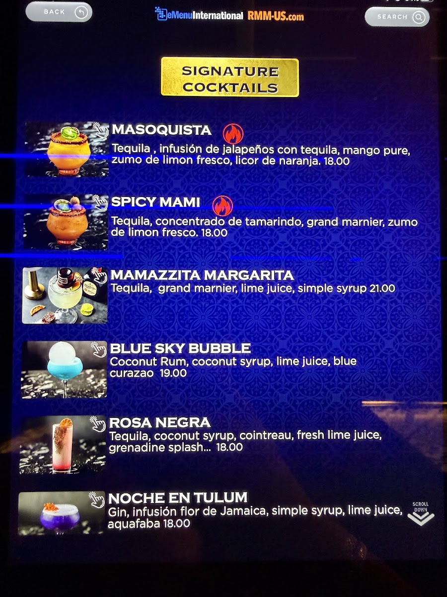 Mamazzita Gastrobar menu board