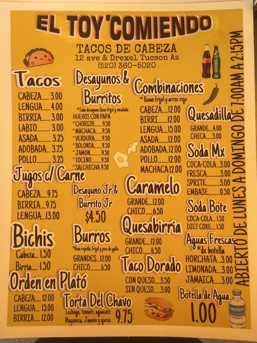 Toy Comiendo menu board
