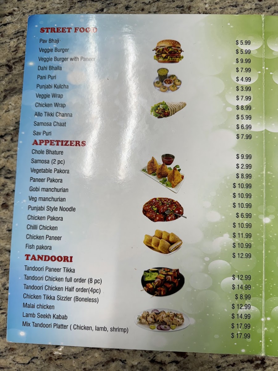 Mother India Cuisine | Stockton menu board