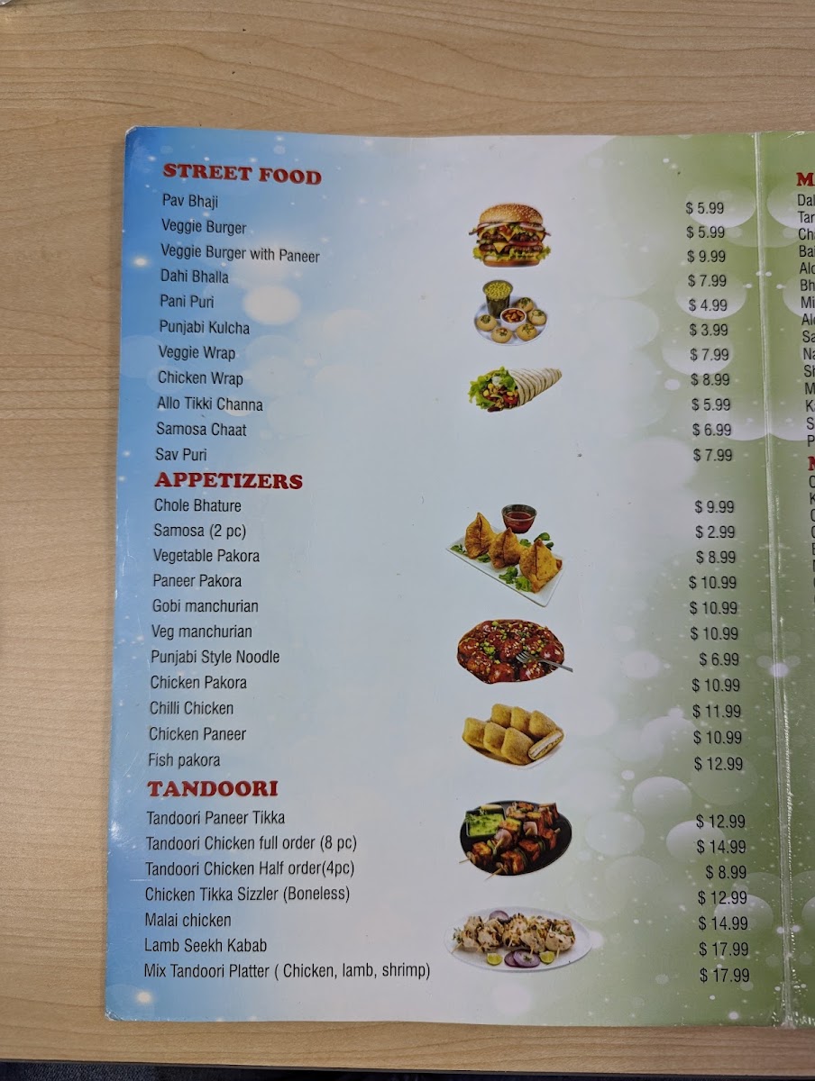 Mother India Cuisine | Stockton menu board