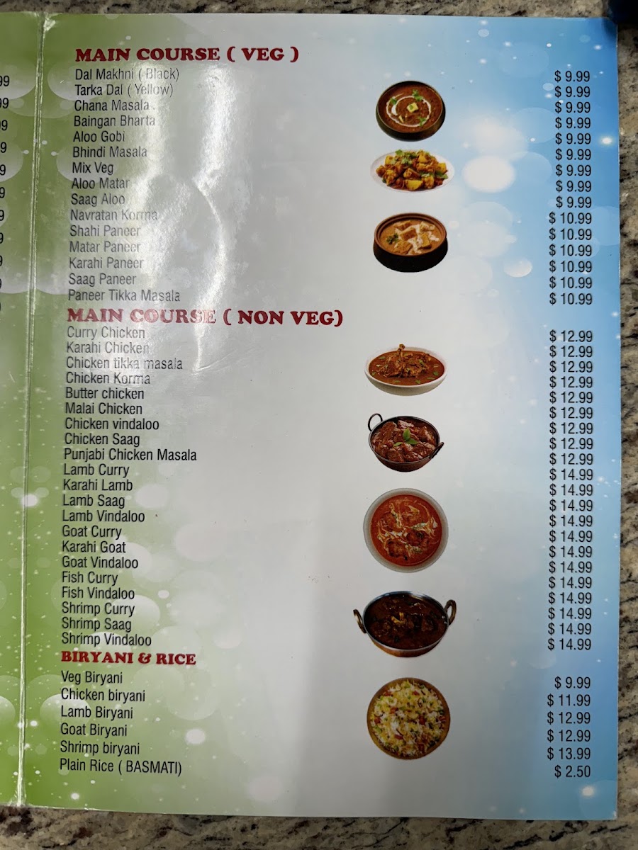 Mother India Cuisine | Stockton menu board