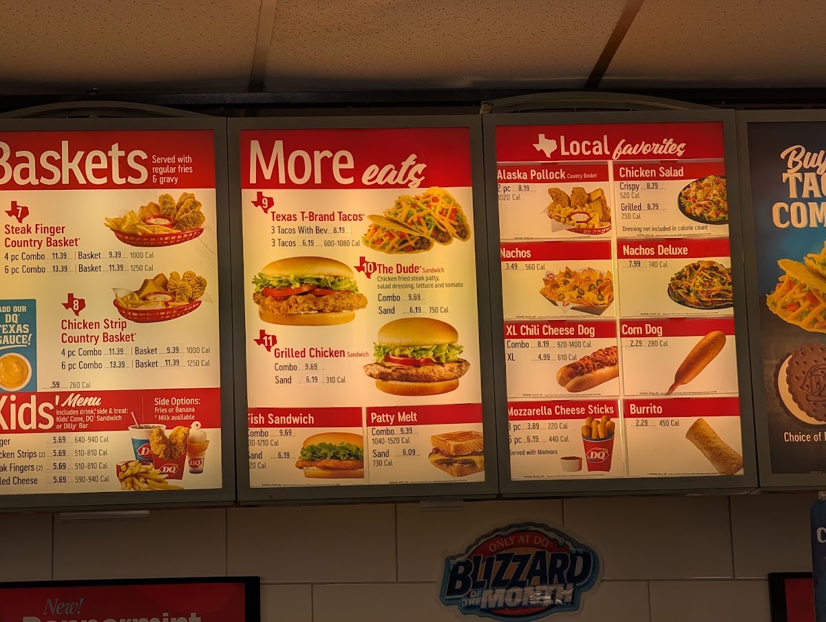Dairy Queen menu board