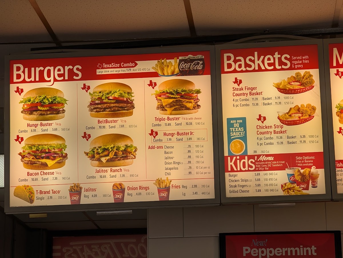 Dairy Queen menu board