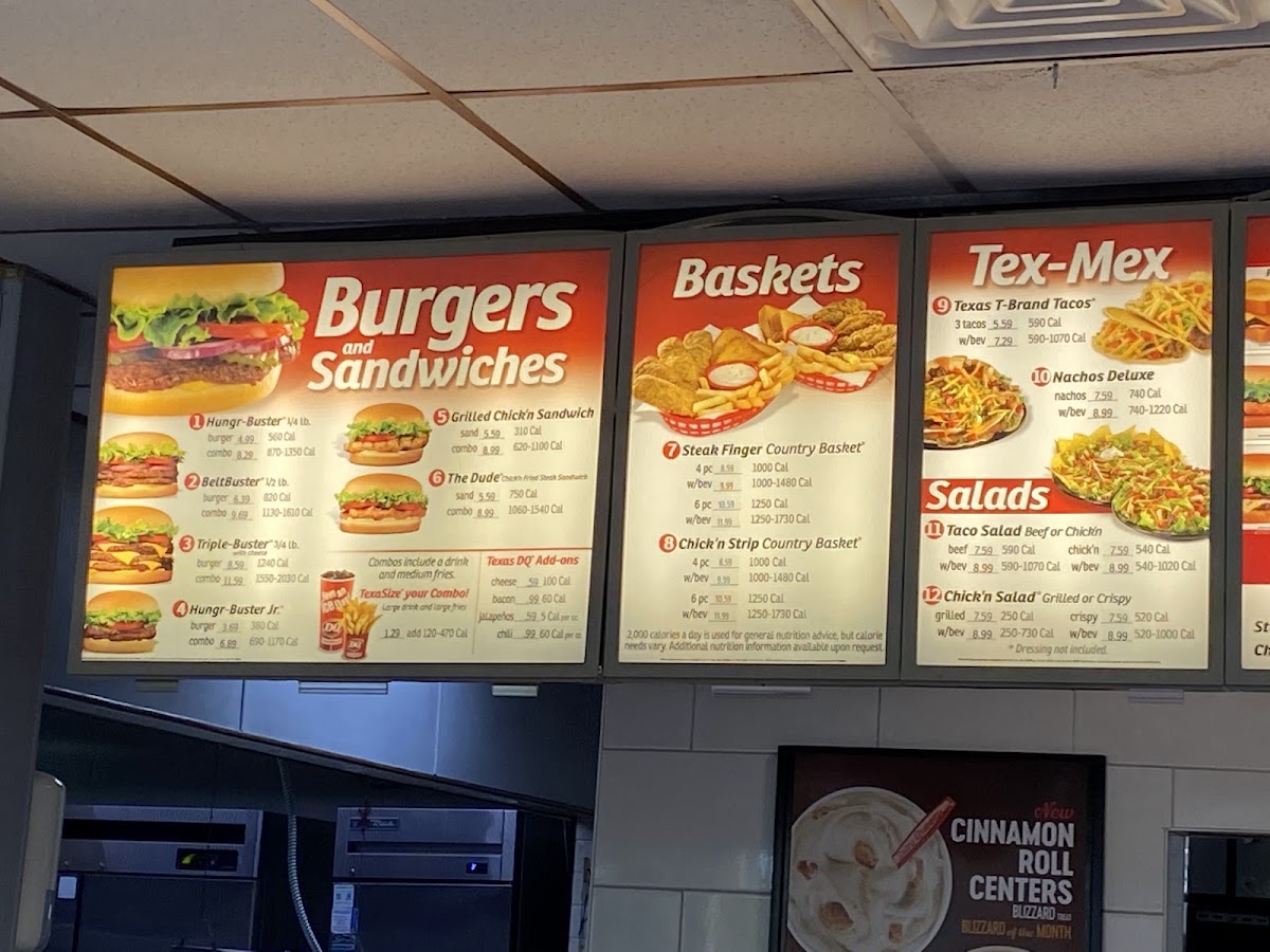 Dairy Queen menu board