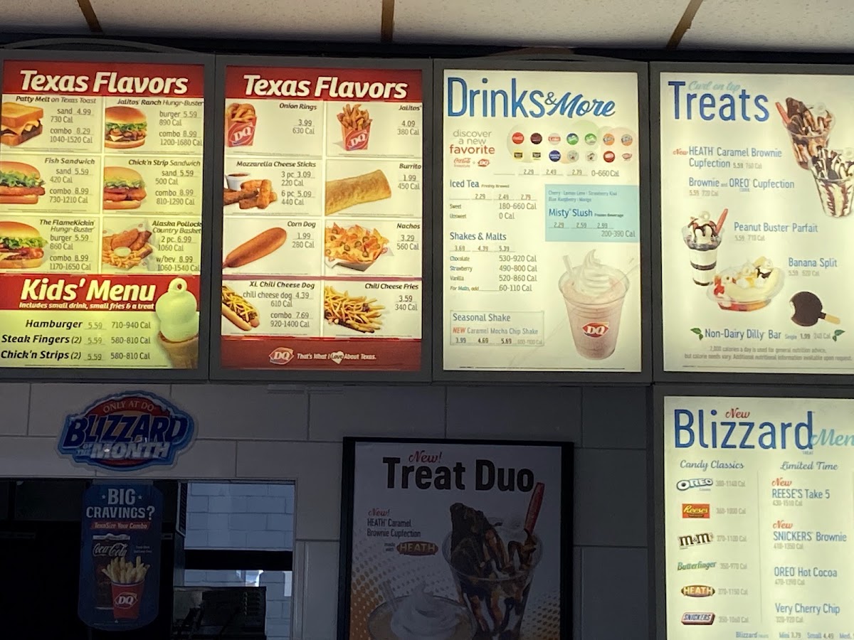 Dairy Queen menu board