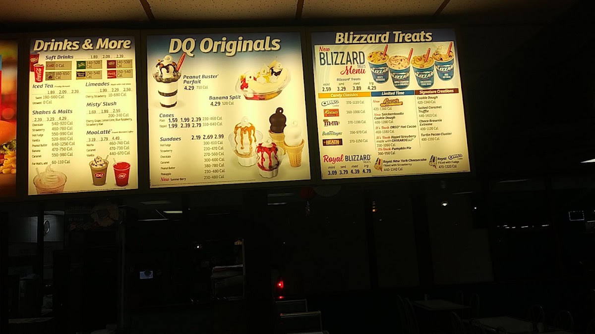 Dairy Queen menu board