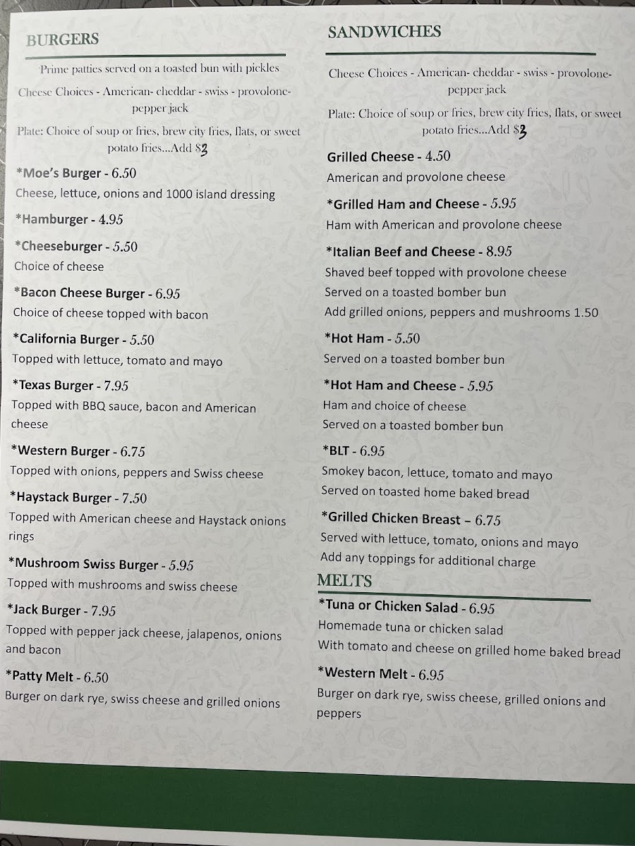 Moe's Cafe menu board