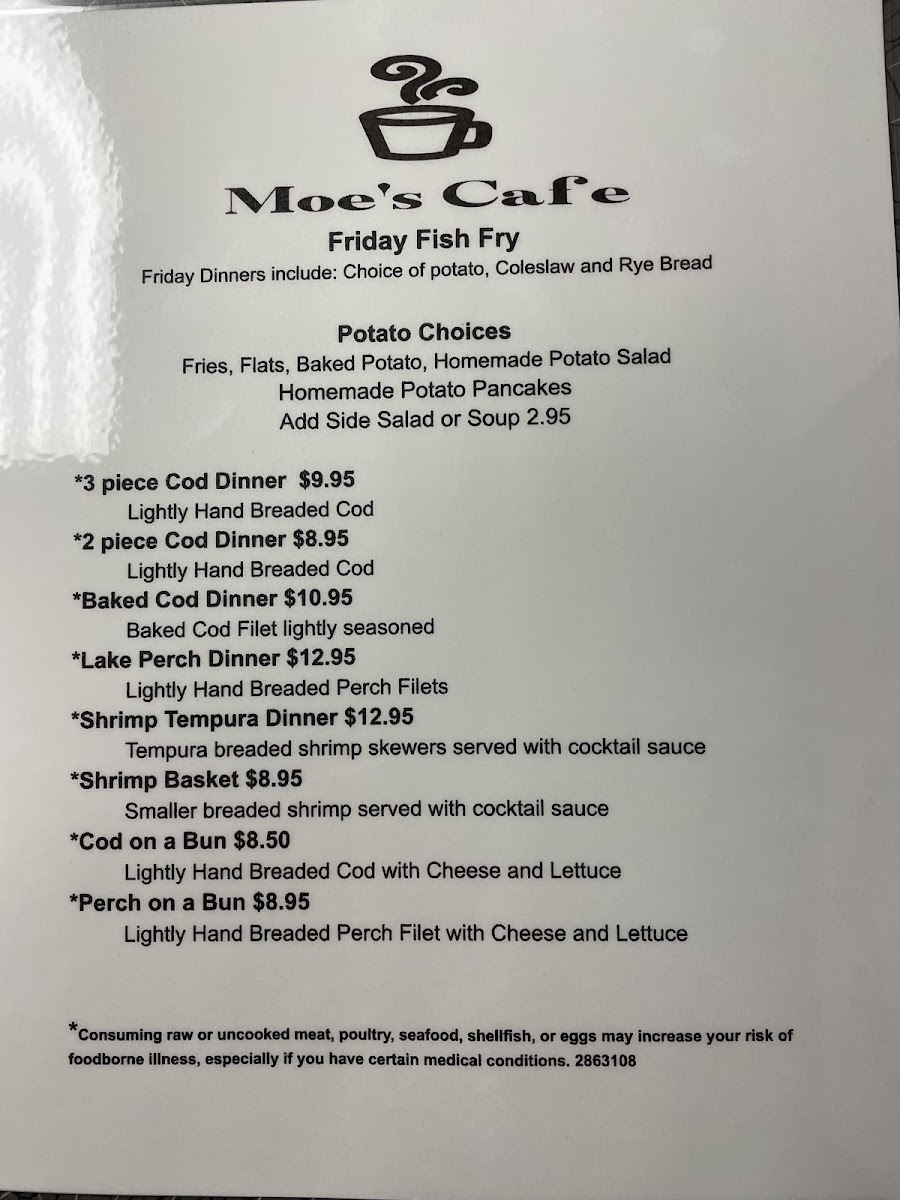 Moe's Cafe menu board