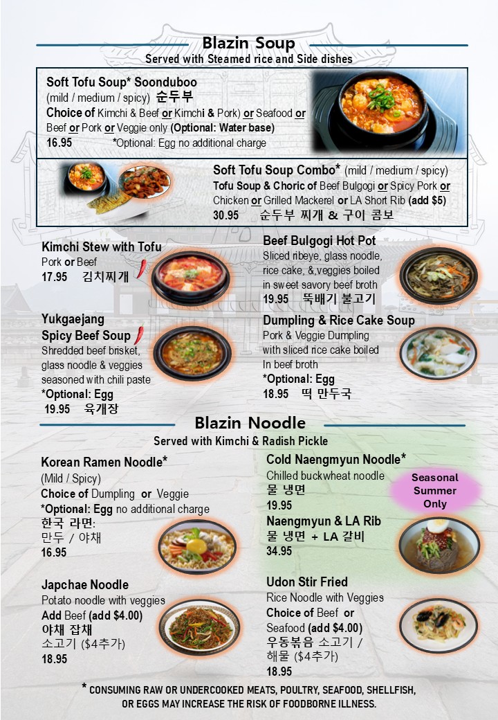 Blazin' K-BBQ menu board