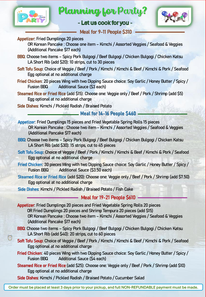 Blazin' K-BBQ menu board