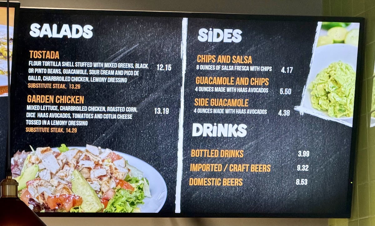 Zona Fresca menu board