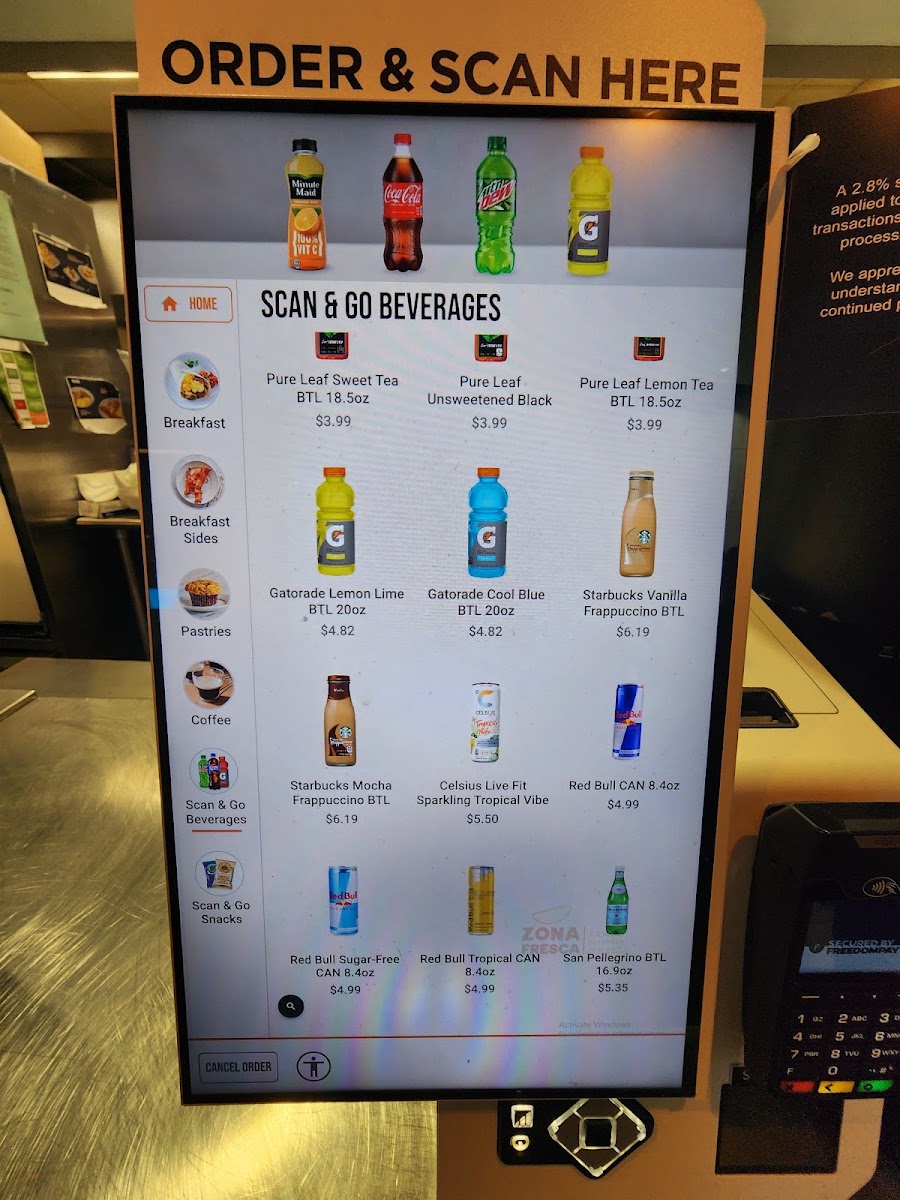 Zona Fresca menu board