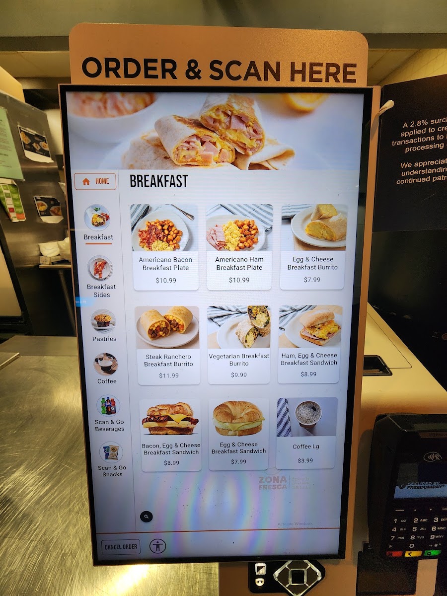 Zona Fresca menu board