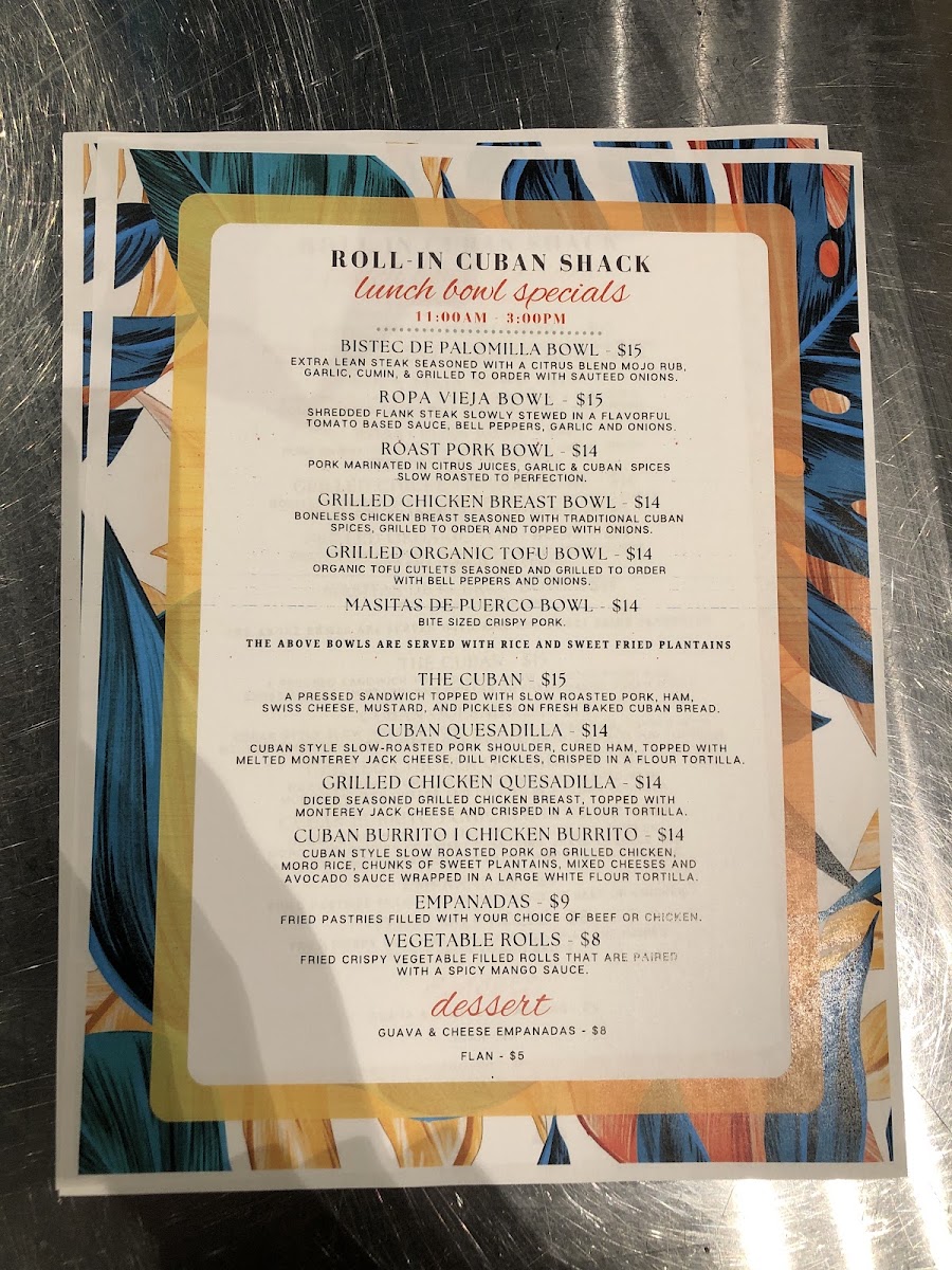 Roll-In Cuban menu board