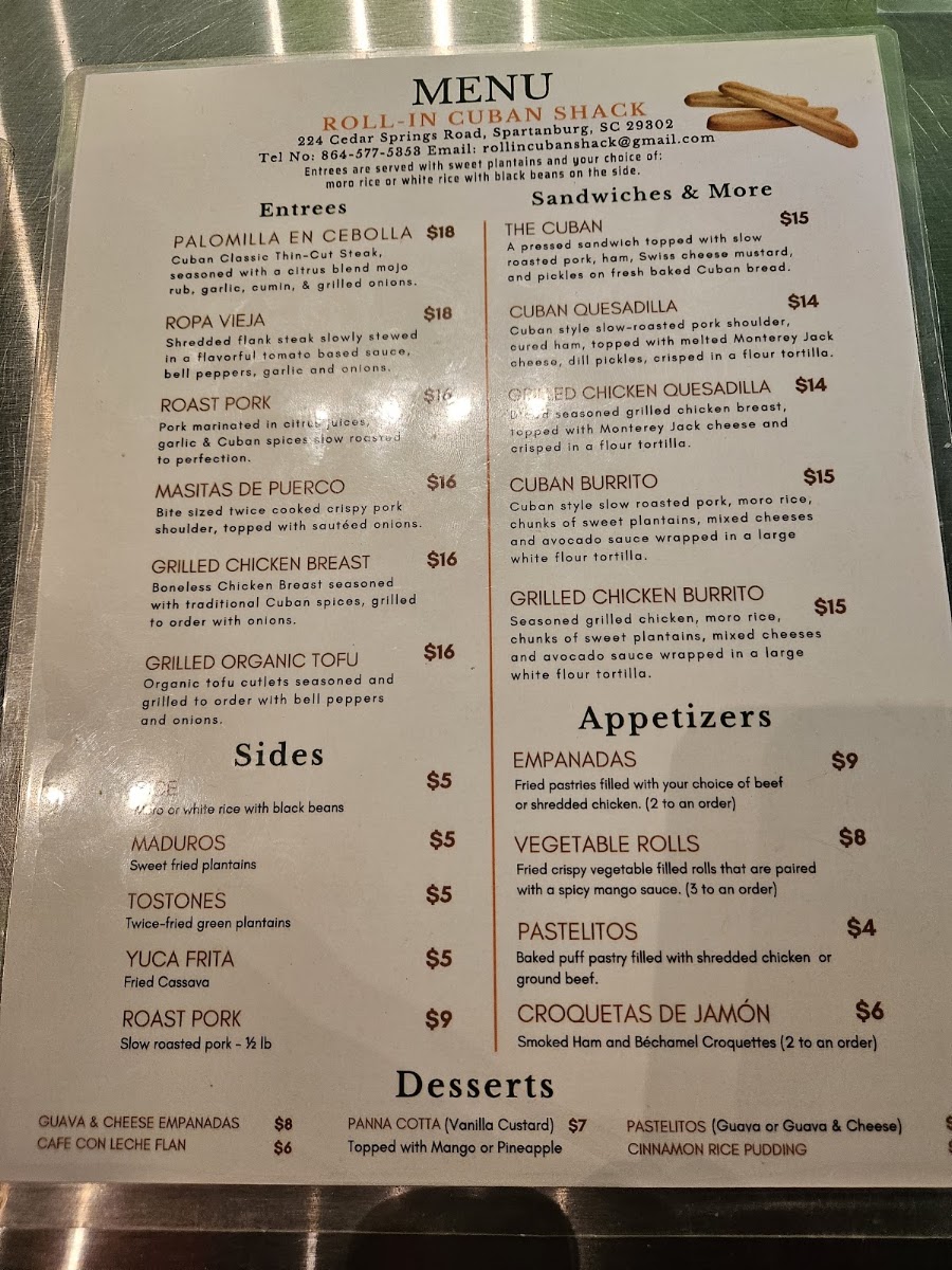 Roll-In Cuban menu board
