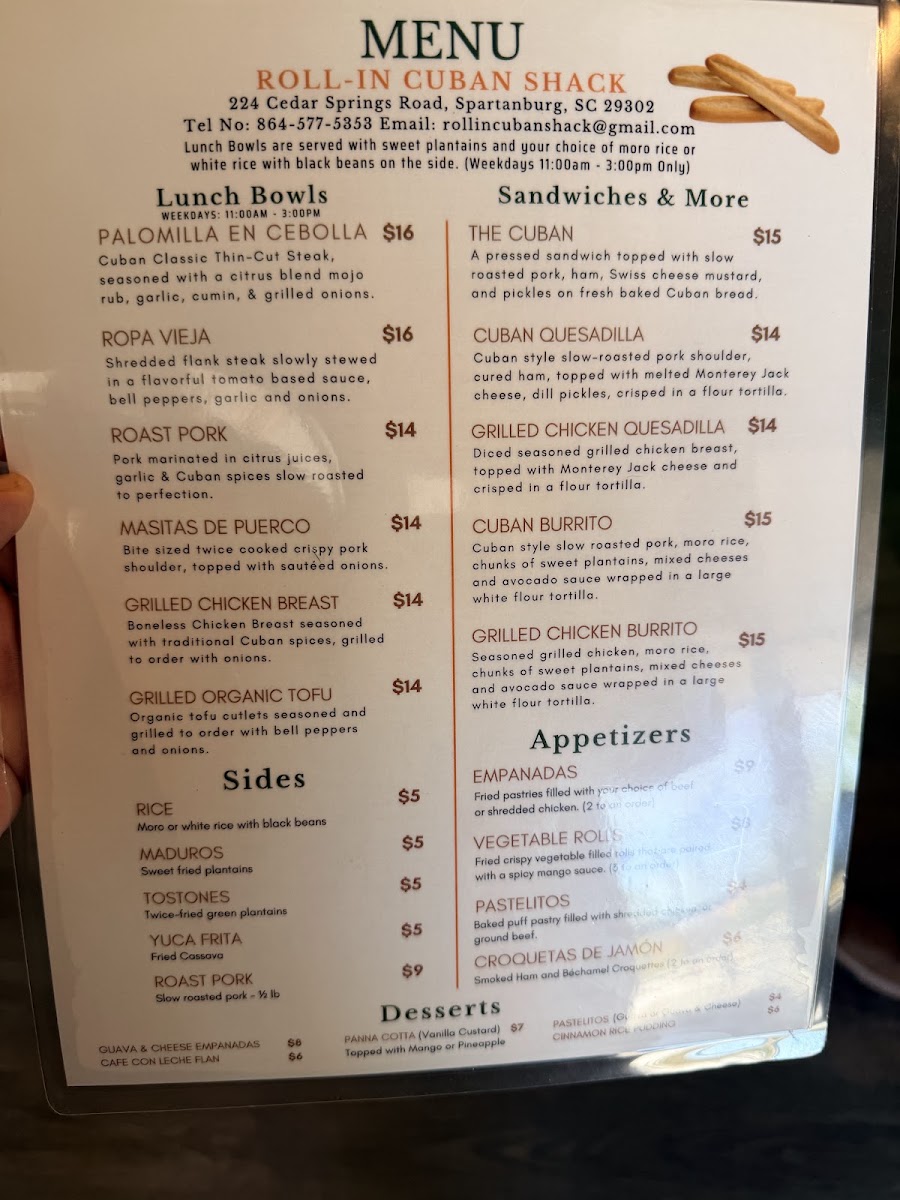 Roll-In Cuban menu board
