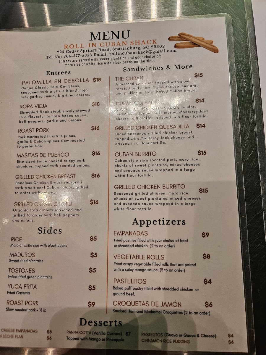 Roll-In Cuban menu board