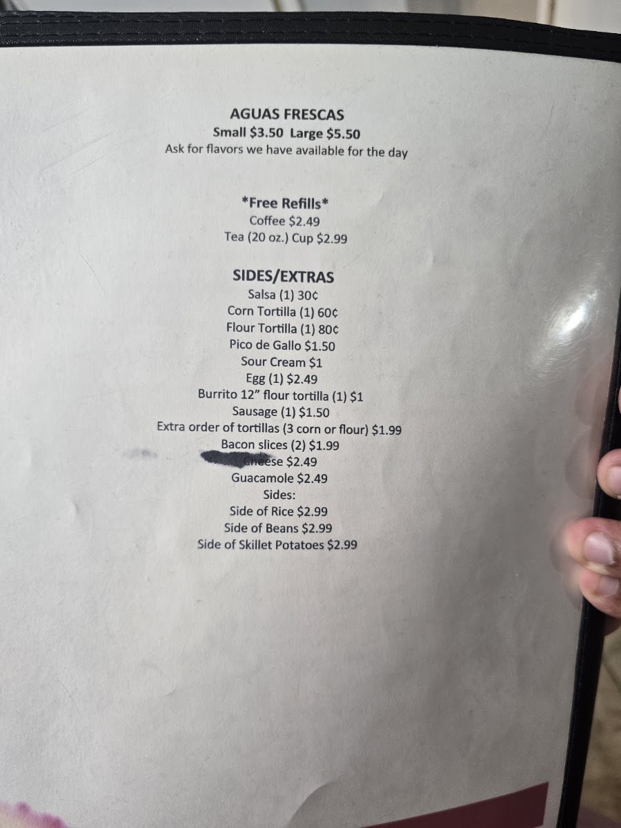 Loncheria Rangel menu board