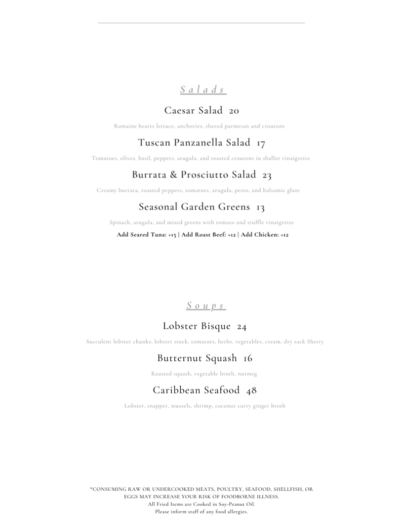 The Falls at Blue Ridge | Restaurant menu board