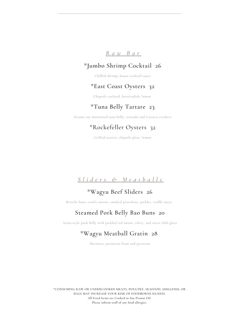 The Falls at Blue Ridge | Restaurant menu board