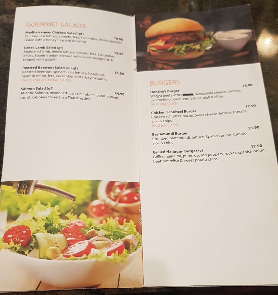 Doncho's Cafe menu board