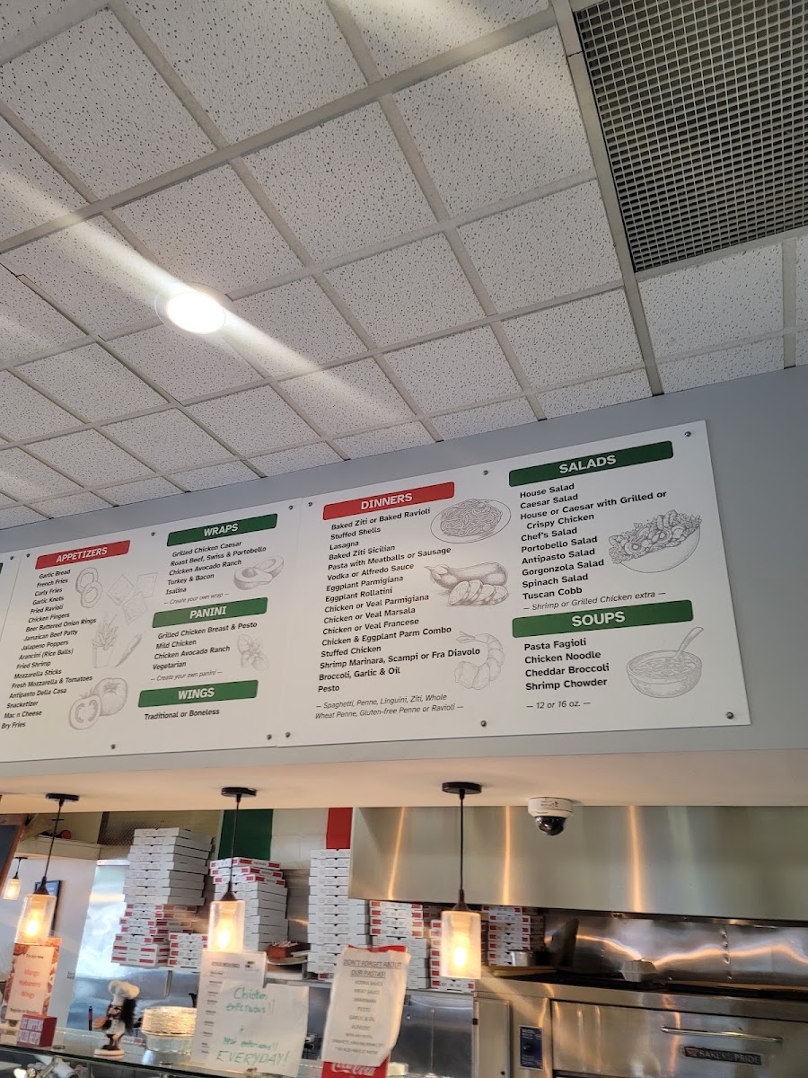 Giuseppe's Pizzeria & Restaurant menu board