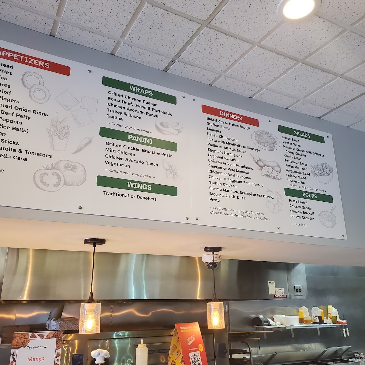 Giuseppe's Pizzeria & Restaurant menu board