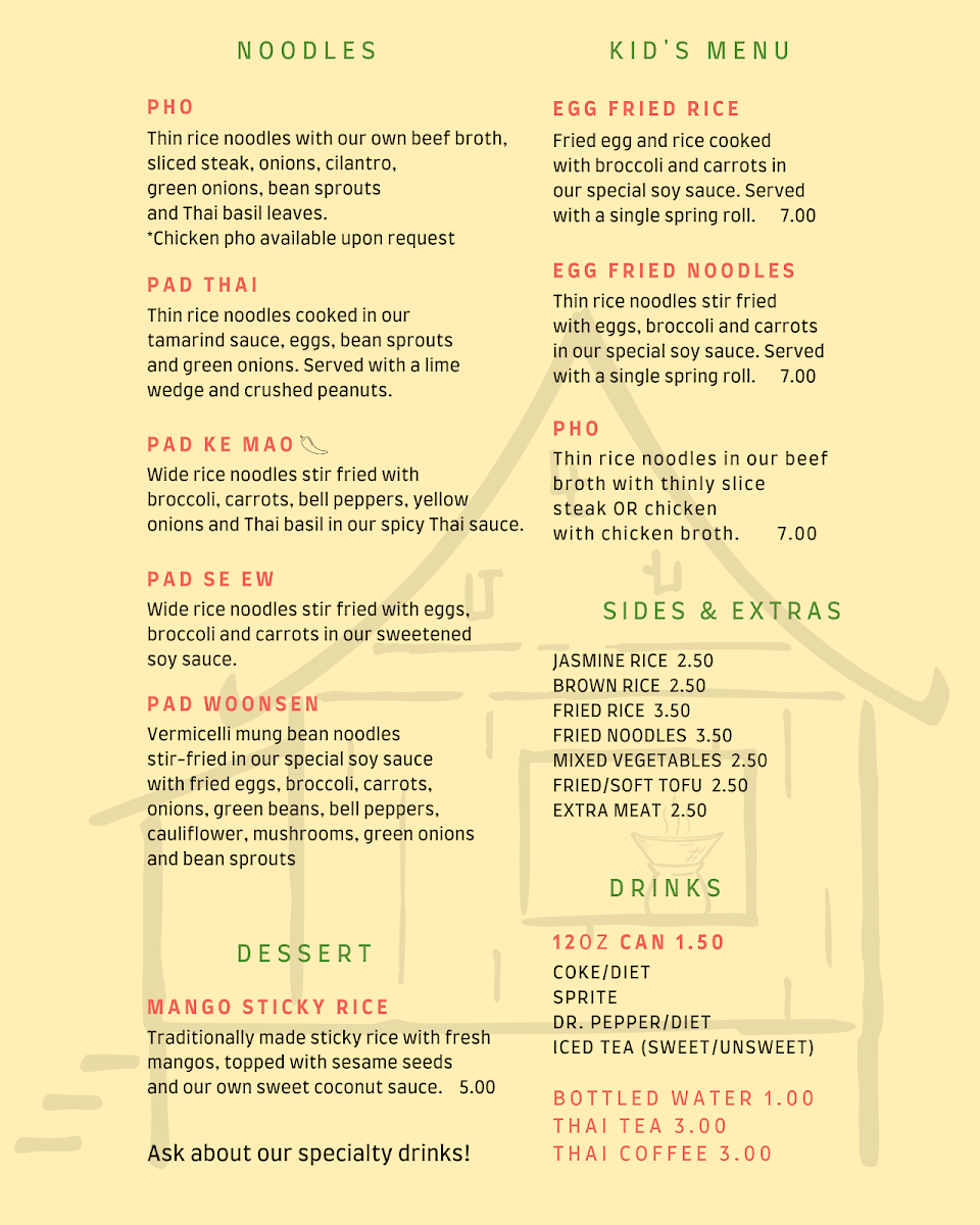 Han Thai menu board