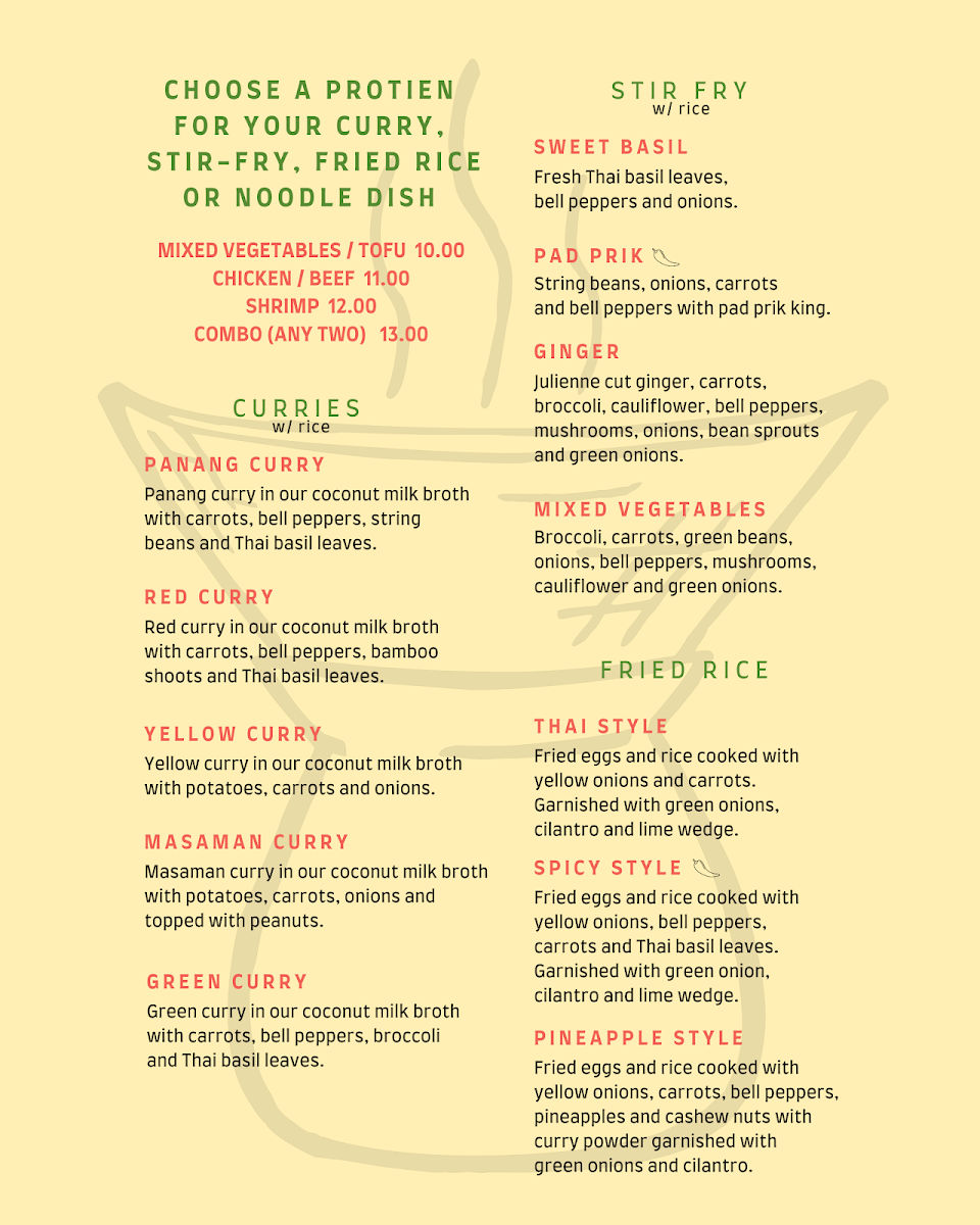 Han Thai menu board