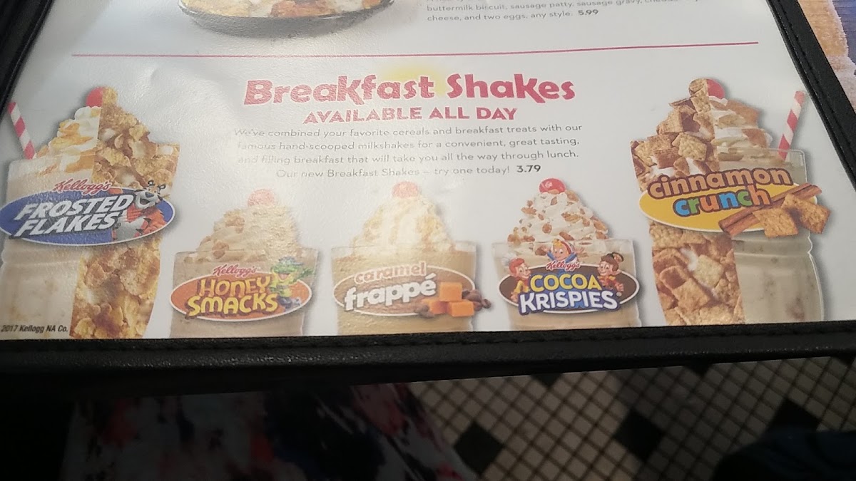 Steak 'n Shake menu board
