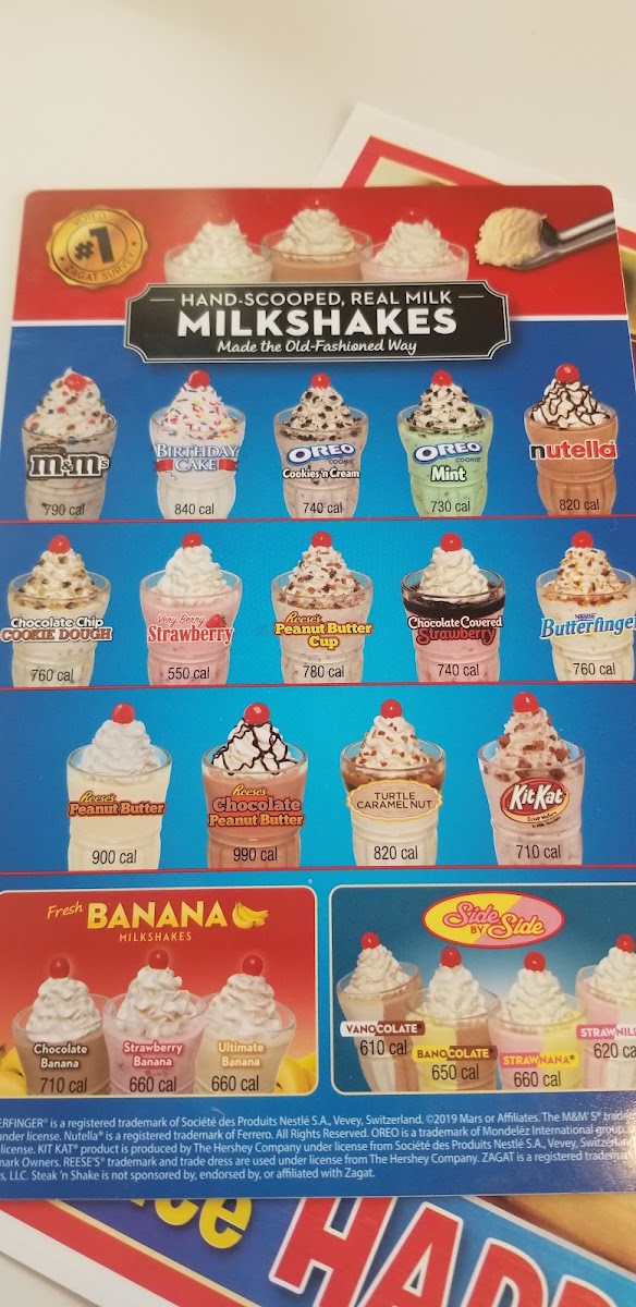 Steak 'n Shake menu board