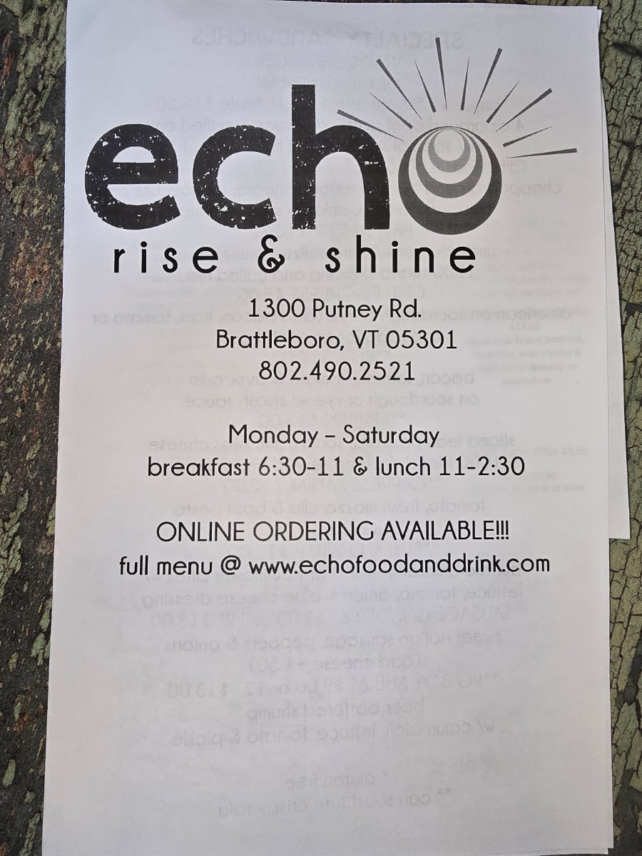 Echo Rise & Shine menu board
