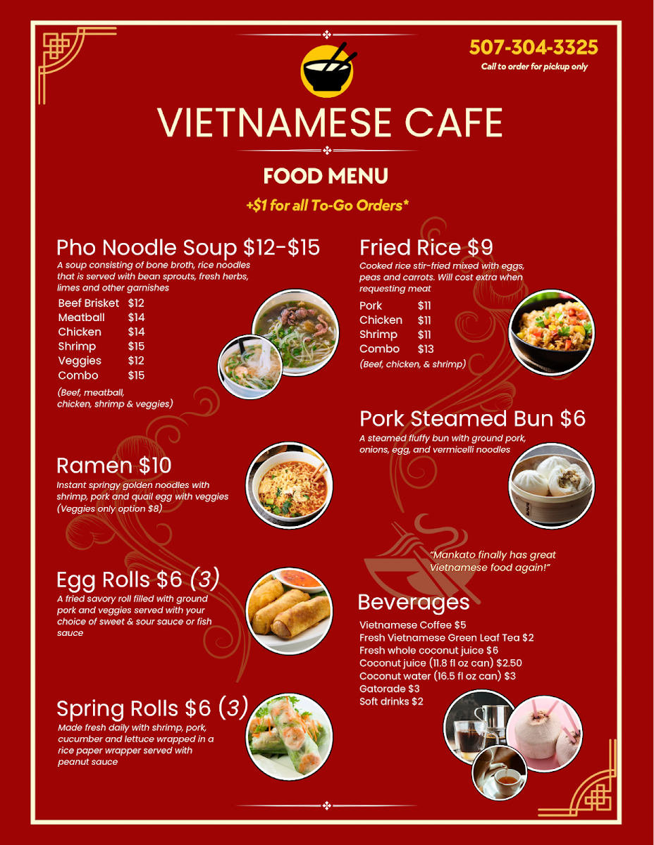 Vietnamese Cafe menu board