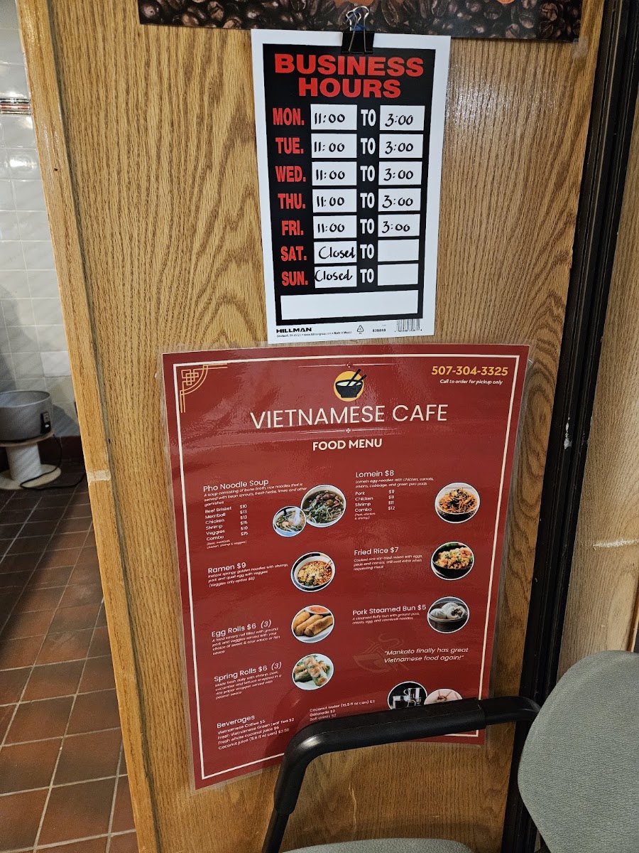 Vietnamese Cafe menu board
