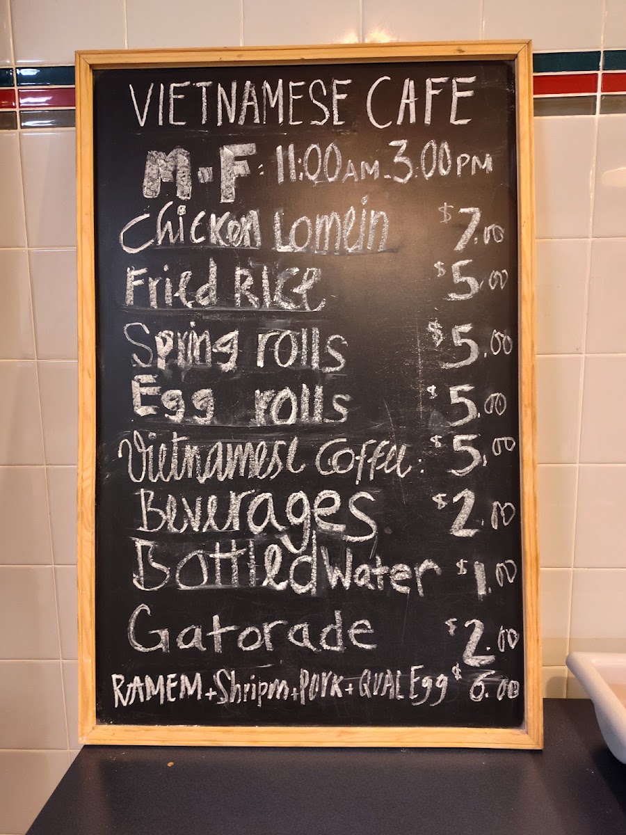 Vietnamese Cafe menu board