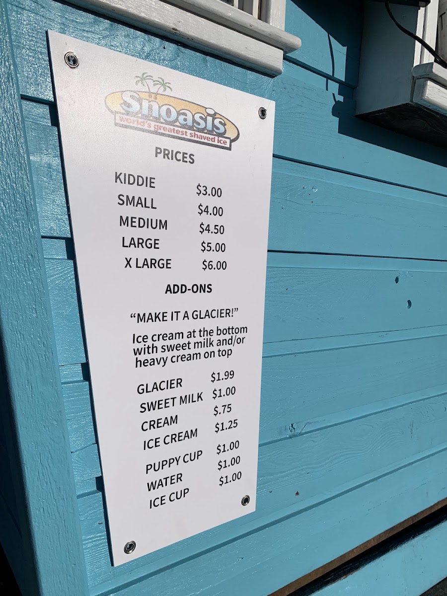Snoasis menu board