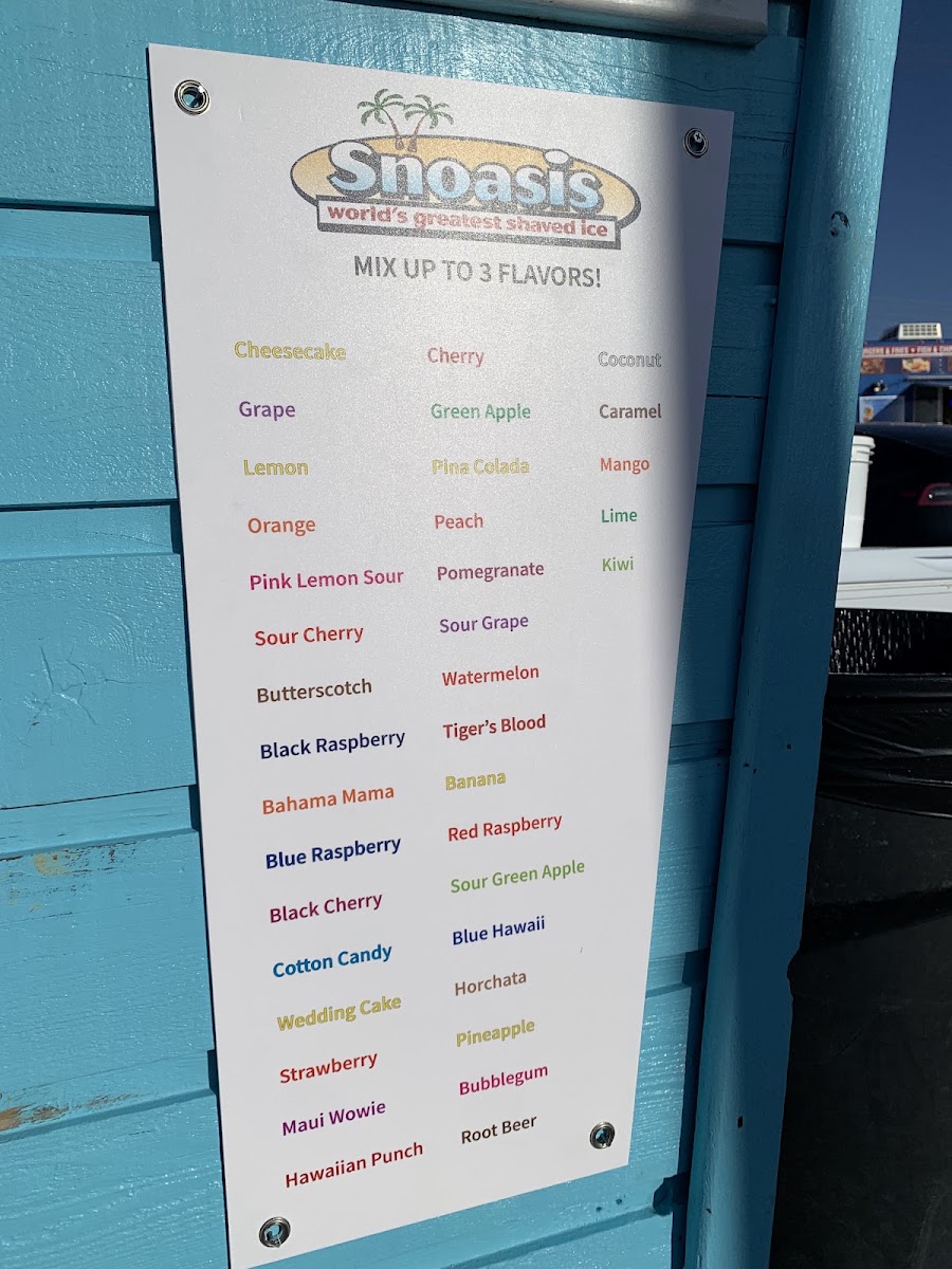 Snoasis menu board