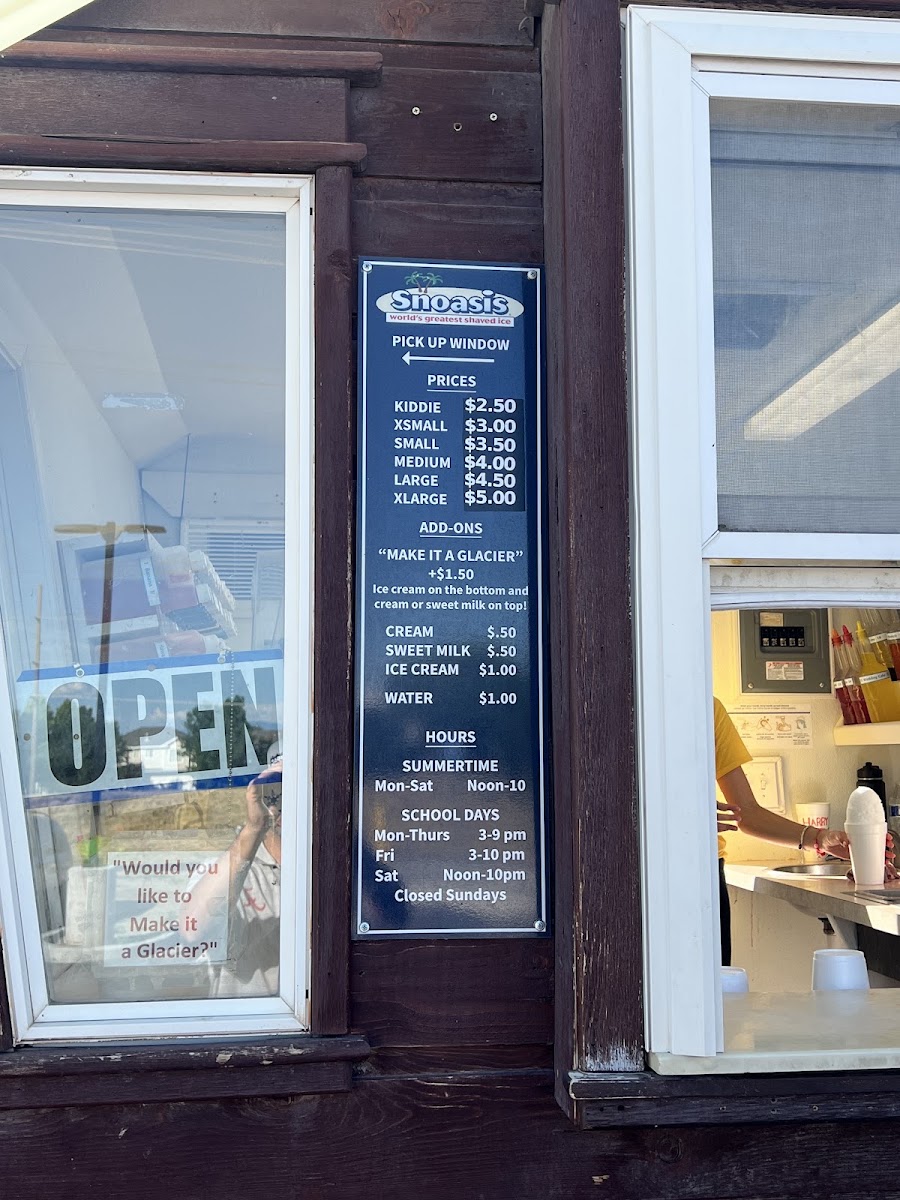 Snoasis menu board