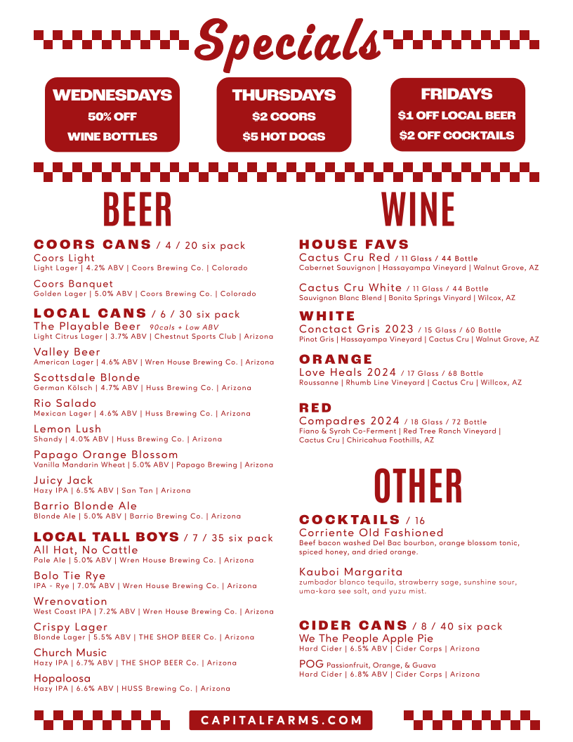 Capital Patty Burger Shop menu board