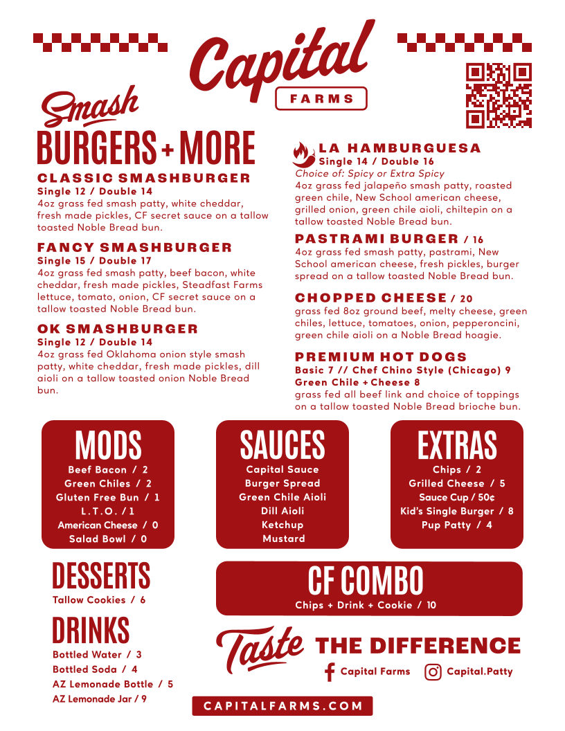 Capital Patty Burger Shop menu board
