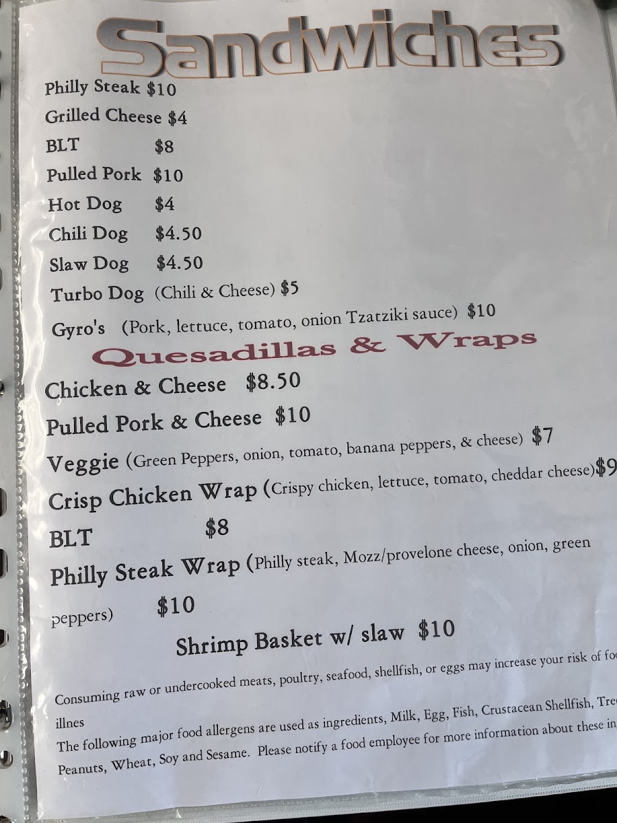 PeePaw’s Full Throttle Diner menu board