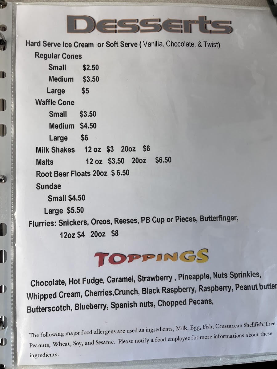 PeePaw’s Full Throttle Diner menu board