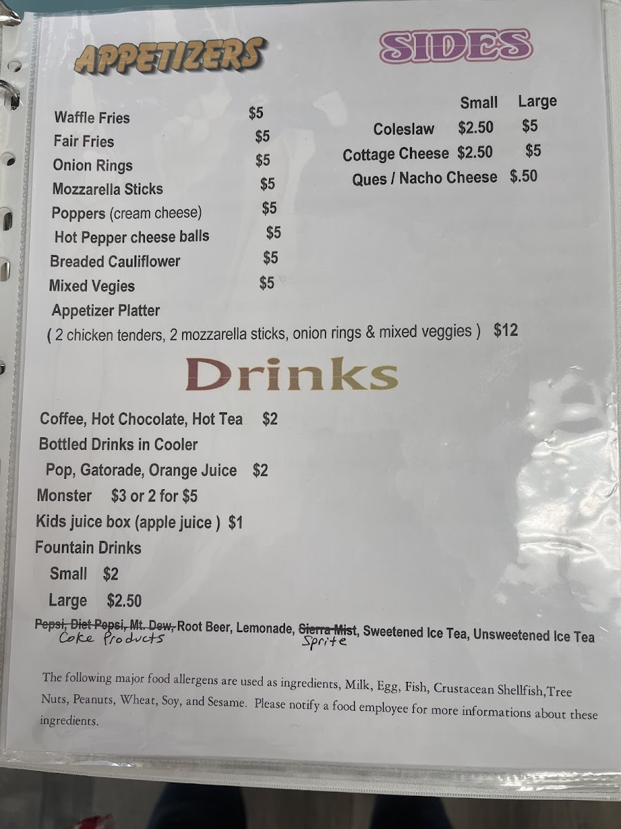 PeePaw’s Full Throttle Diner menu board